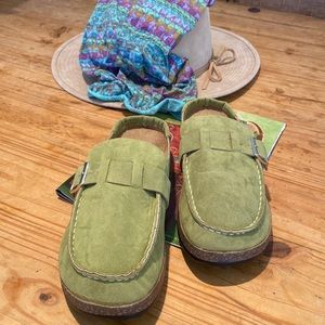 Green Suede Mules